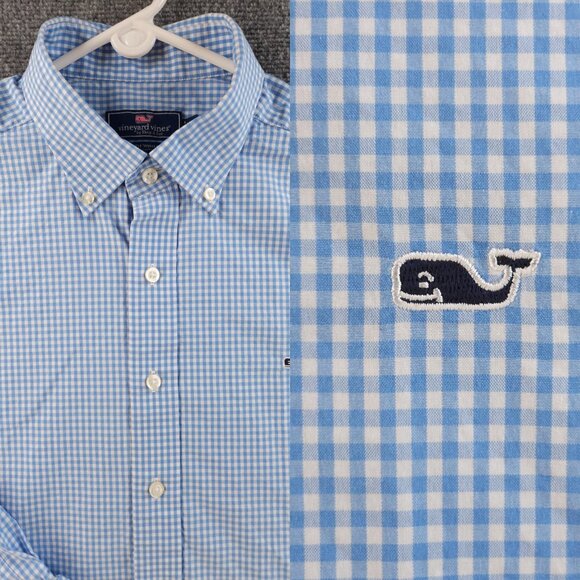 Vineyard Vines Other - Vineyard Vines Check Whale Button-Down Large Cotton Blue Casual Long Sleeve Men